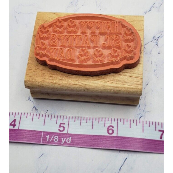 Shamrock Clover Happy St. Patrick’s Day Canadian Maple Collections Rubber Stamp - Picture 6 of 7